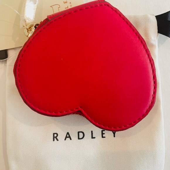 Radley London Leather Heart Shaped Coin Purse, red - Picture 6 of 10